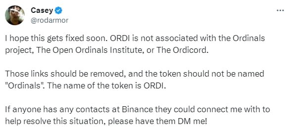 BTC生态 | 揭示Ordinals创始人要求币安移除ORDI的幕后故事