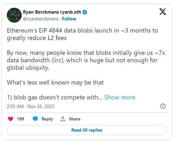 以太坊升级 EIP 4844 对于 L2 这一点具有重要意义，原因如下