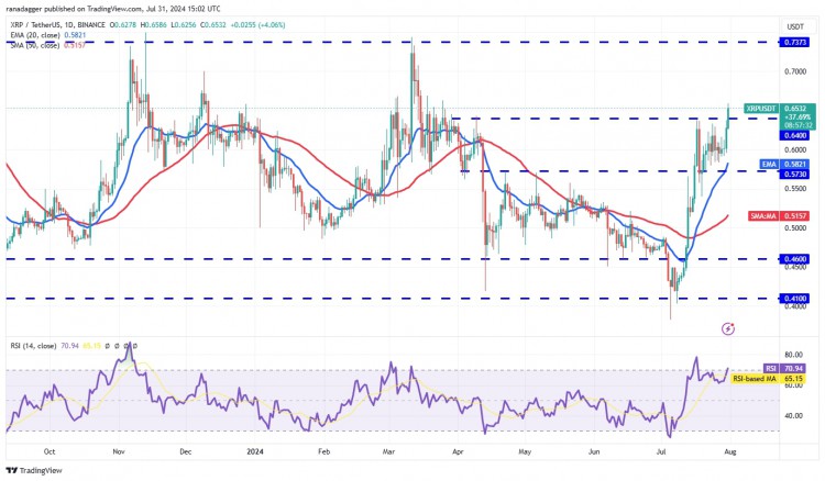 Ripple (XRP) 於 7 月 30 日大幅上漲